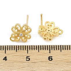 Accessoires de puces d'oreilles en laiton zircone cubique claire micro pavé&nbsp;KK-Z099-01G-01