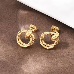 Pendientes de botón con textura de acero inoxidable 304&nbsp;EJEW-P324-03G