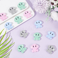 16 Stück Elefanten-Silikonperlen in 4 Farben&nbsp;SIL-OC0001-07