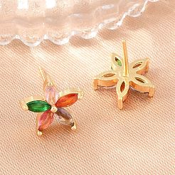 Boucles d'oreilles en laiton avec micro pavé de zircons cubiques pour femmes&nbsp;KK-A305-05G-09