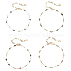 Bracciali con perline di pietre miste fatte a mano e catene a maglie rotonde in acciaio inossidabile 316&nbsp;BJEW-JB13340