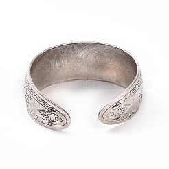 Böhmische legierung im tibetischen stil mit dicker offener manschette für frauen&nbsp;BJEW-E002-01AS-01