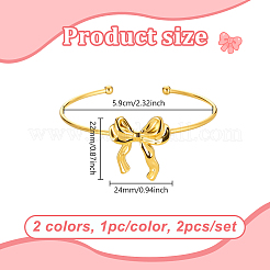 2 Stück 2 Farben 304 Edelstahl Manschettenarmbänder&nbsp;BJEW-GO0001-20