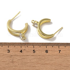 Risultati degli orecchini a bottone con micro pavé di zirconi cubici in ottone placcato a cremagliera&nbsp;EJEW-R162-42G