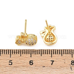 Messing Micro Pave klare Zirkonia Tasche Ohrstecker&nbsp;EJEW-F400-11G