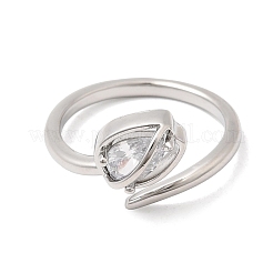 Anelli aperti con polsino in ottone micro pavé di zirconi cubici per donna&nbsp;RJEW-L343-01P-02