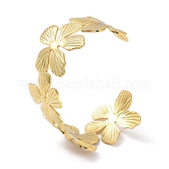 Offene Armreifen aus Edelstahl mit Blumenmotiv für Frauen&nbsp;BJEW-M313-05G