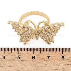 Schmetterling Messing Micro Pave bunte Zirkonia Fingerringe für Frauen&nbsp;RJEW-G343-30G-02