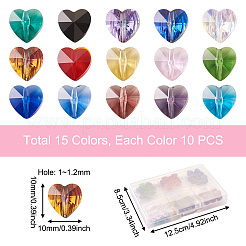 150pcs 15 Farben transparente Glasperlen&nbsp;GLAA-CD0001-09