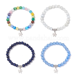 Stretch-Armbänder mit Katzenaugenperlen&nbsp;BJEW-JB12464
