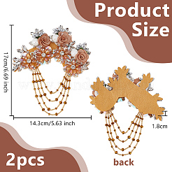 2 pièce de patchs en tissu de perles de fleurs artisanales&nbsp;PATC-FG0003-09