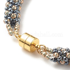 Armband aus Glassamenperlen mit Magnetverschlüssen aus Messing&nbsp;BJEW-JB07801-01