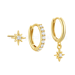 Orecchini a cerchio pendenti a forma di stella in argento sterling con micro pavé di zirconi per l'uso quotidiano&nbsp;OS0022-1
