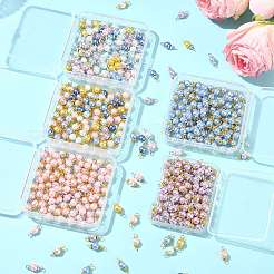 96 Stück 2 Farben Glasperlen runder Verbinder Charms&nbsp;PALLOY-FS00063