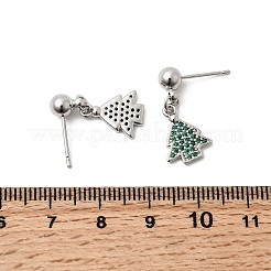 Weihnachts-Ohrstecker aus Messing mit Mikropavé und Zirkonia&nbsp;EJEW-L306-01P-01