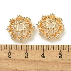 Cappucci con micro pavimentazioni in ottone placcato a cremagliera con perline di zirconi trasparenti&nbsp;KK-K386-09C-G01