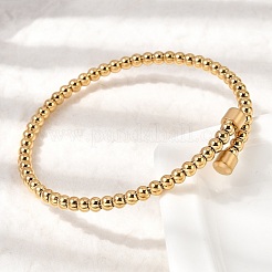 Pulseras de cuentas redondas de acero inoxidable 304 para mujer&nbsp;BJEW-D436-01G