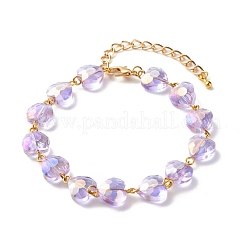 Bracciale con perline di vetro a cuore scintillante per donna ragazza&nbsp;BJEW-JB07177