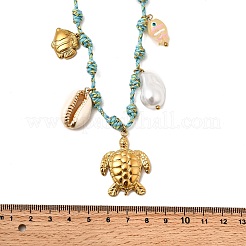 Sommerstrand-Halsketten aus 304er Edelstahl und galvanisiertem Naturmuschelanhänger&nbsp;NJEW-F348-01E-G