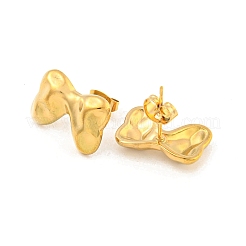 Orecchini a bottone in acciaio inossidabile 304 con fiocco&nbsp;EJEW-L290-020G