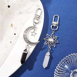 Anhängerdekorationen aus natürlicher weißer Jade und Obsidian&nbsp;HJEW-TA00166