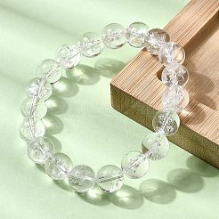 Stretch-Armbänder aus natürlichem Quarzkristall mit runden Perlen für Frauen&nbsp;BJEW-L712-B03-10mm