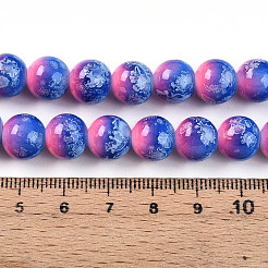 Chapelet de perles en verre baking paint&nbsp;DGLA-N008-10mm-02