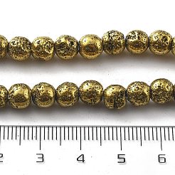 Brins de perles de pierre de lave naturelle galvanisées&nbsp;G-A251-B01-01D