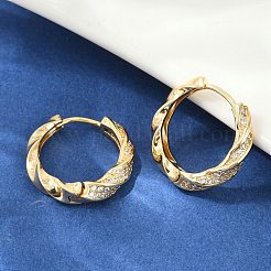 Orecchini a cerchio in ottone con zirconi cubici trasparenti&nbsp;EJEW-Q016-19G