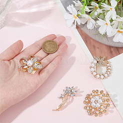 Épingles à revers en alliage de strass en forme de fleur pour vêtements&nbsp;JEWB-ME0001-30