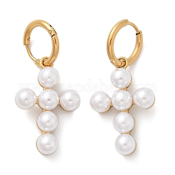 Pendientes colgantes de perlas de plástico de acero inoxidable 304&nbsp;EJEW-U044-01G