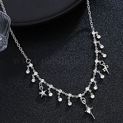 Halsketten mit Micro-Pavé-Anhänger aus Zirkonia für Damen&nbsp;PW-WG44820-01
