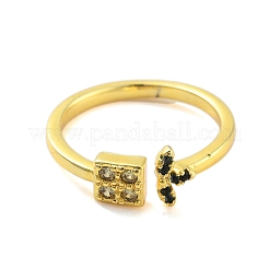 Anelli a polsino aperti con zirconi quadrati quadrati&nbsp;RJEW-L120-003G
