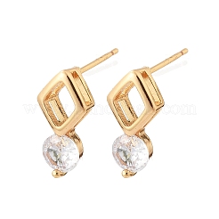 Orecchini a bottone in ottone con micro pavé di zirconi cubici&nbsp;EJEW-G428-20G-02