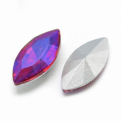 Cabochons en verre avec strass de dos avec point&nbsp;RGLA-T020-7x15mm-03