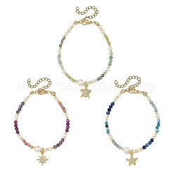 Messing Micro Pave klare Zirkonia Charm Armbänder&nbsp;BJEW-JB14399