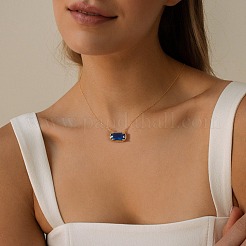 Collane con ciondolo ovale in pietra portafortuna in acciaio inossidabile 304 con zirconi cubici per donna&nbsp;FS-WGC2097-08