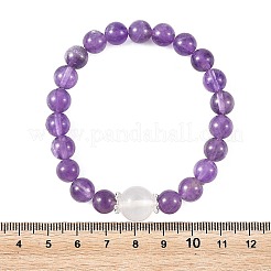2 juego de 2 pulseras elásticas redondas de cuentas de amatista natural y cristal de cuarzo (2.05 pieza&nbsp;BJEW-TA00751