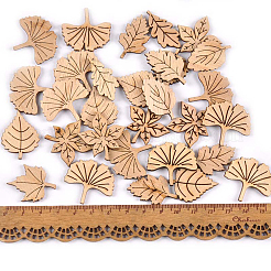 50pcs découpes en forme de feuille de bois non finies sur le thème de la plante&nbsp;WOCR-PW0003-01