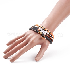 4 Stück 4 Stil Polymer Clay Heishi Surfer Stretch Armbänder Set mit Wort Spooky Boo Acrylperlen&nbsp;BJEW-TA00127
