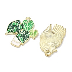 Pendentifs en alliage émaillé représentant des plantes vertes et des plantes en pot&nbsp;ENAM-P266-01B-G