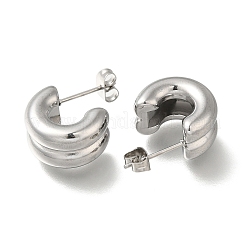 C-förmige Ohrstecker aus 304er Edelstahl für Damen&nbsp;EJEW-S237-09A