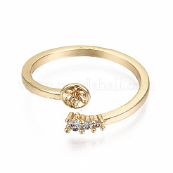 Messing Micro Pave klar Zirkonia Peg Bails Manschette Fingerring Einstellungen&nbsp;KK-T056-117G-NF