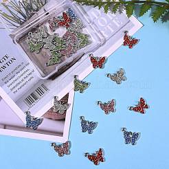 25pcs 5 Farben Zinklegierung Schmetterling Charms&nbsp;ENAM-SZ0001-81