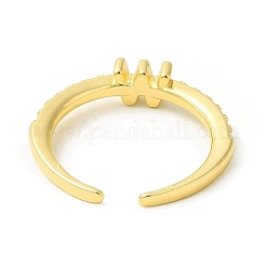 Anillo de puño abierto con letra inicial de circonita cúbica transparente&nbsp;RJEW-H120-09G-W