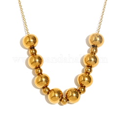 Collares de cuentas redondas de acero inoxidable para mujer&nbsp;UA9365-1