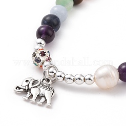 4pcs ensembles de bracelets extensibles en pierres précieuses naturelles et synthétiques&nbsp;BJEW-JB08946
