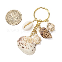 Portachiavi in conchiglia naturale stile oceano con turchese sintetico&nbsp;KEYC-JKC01231-03