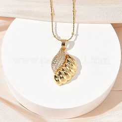 Halsketten mit Anhänger aus 304 Edelstahl mit Mikropflaster und klarem Zirkonia für Damen&nbsp;NJEW-Z103-01G-03