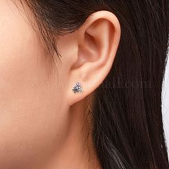 925 Sterling Silber Emaille Ohrstecker&nbsp;EJEW-FF0006-02